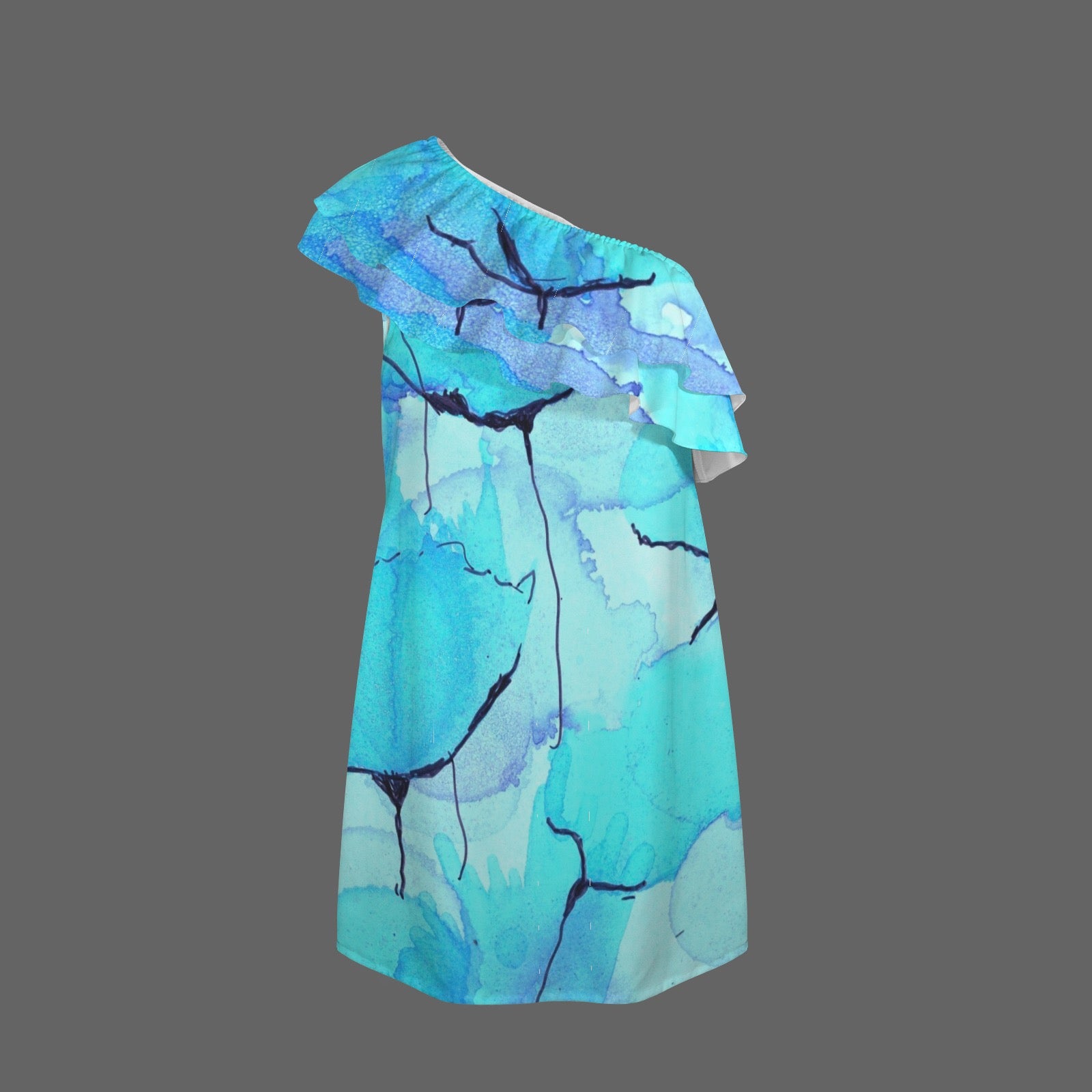 Blue Poppy One Shoulder