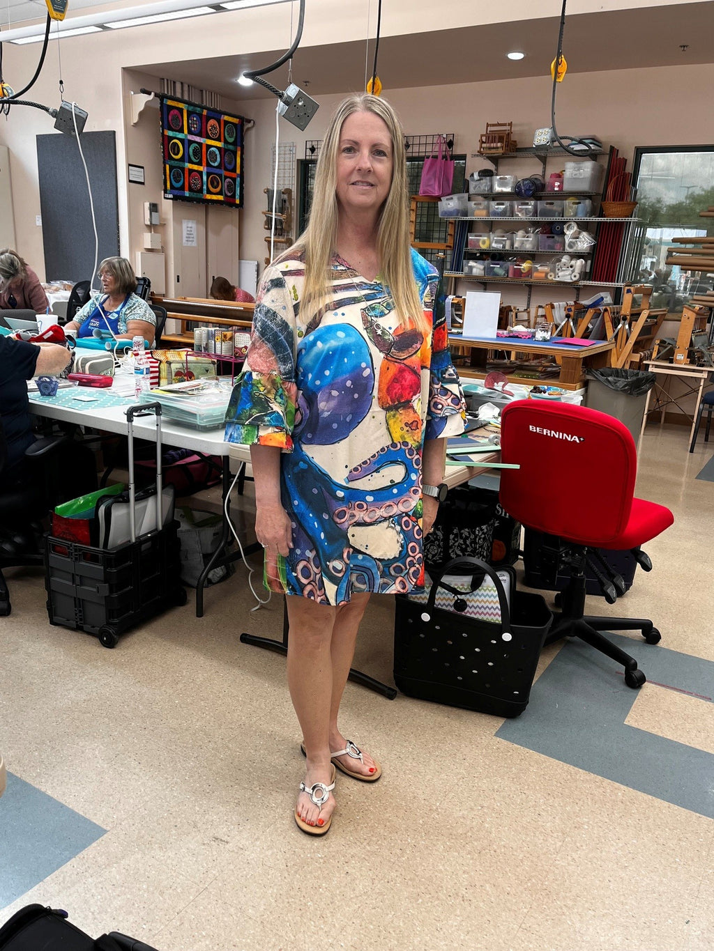 Artisan V-Neck Flared Sleeve Dress
